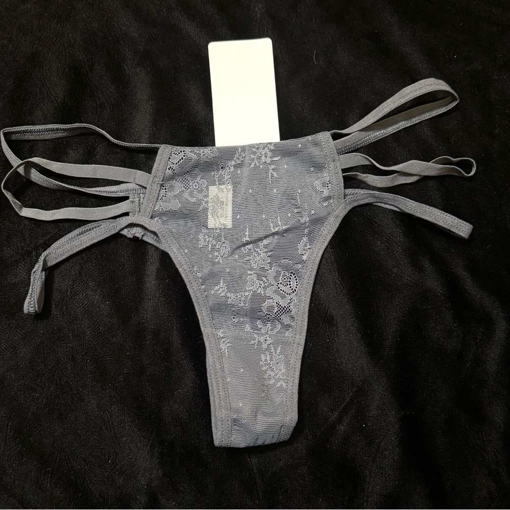 Elegant Gray Lace Thong